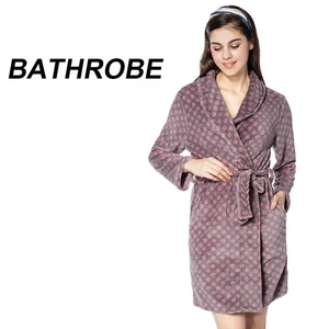 Skyfullysweet женский халат в горошек, теплый фланелевый Халат, Дамский халат, ночная рубашка для женщин, халат, одежда для сна, банный Халат