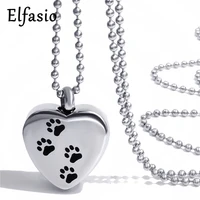 womens stainless steel pendant necklace dog paw pet laser heart keepsake memorial urn chain jewelry up028