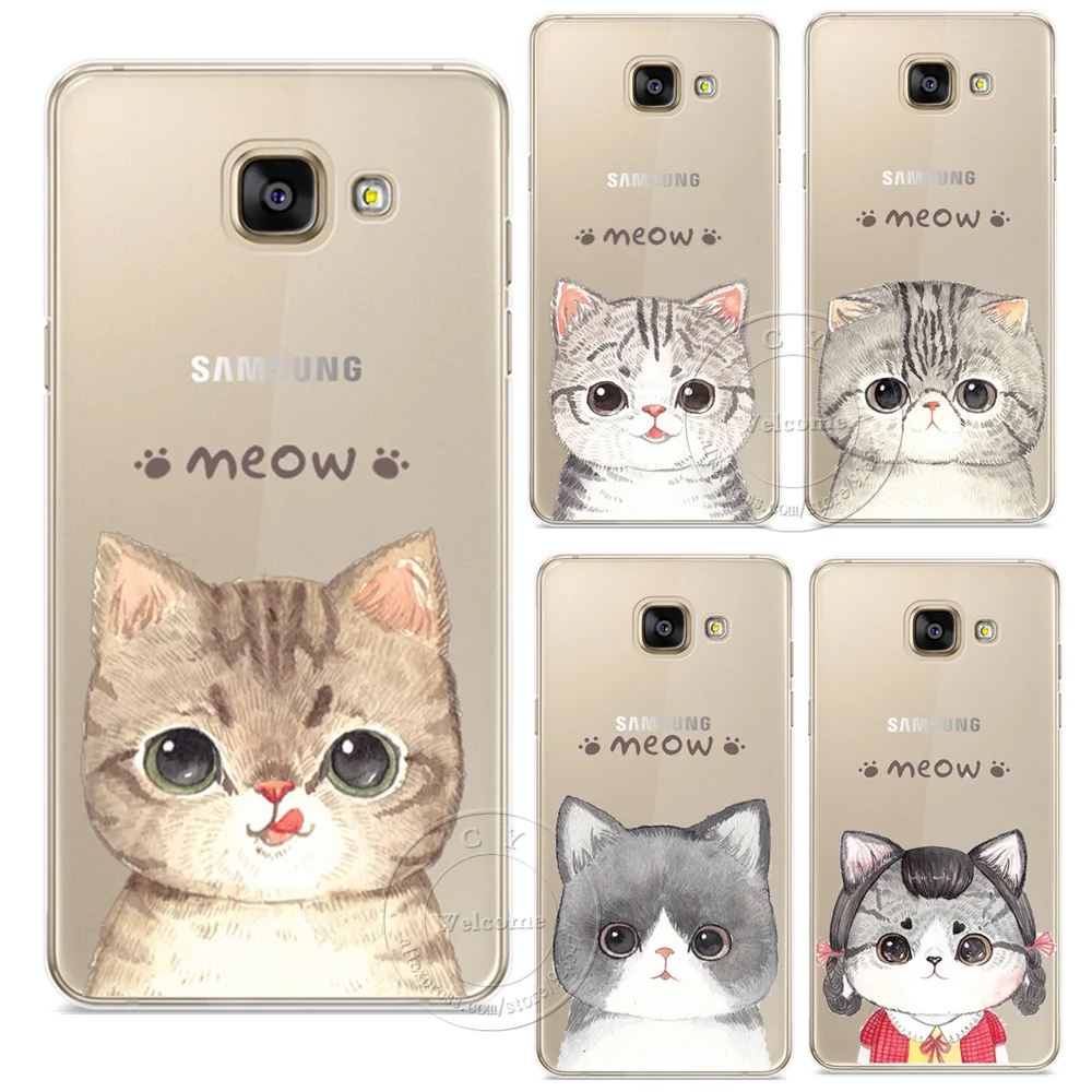 Жесткий чехол с милым мультяшным котом для Samsung Galaxy A3 A5 A7 J1 J3 J4 J5 J6 J7 J8 A6 A8 Plus 2018 2016