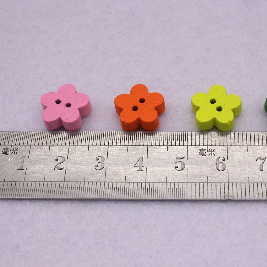 100 шт разноцветные цветочные плоские задние деревянные кнопки для шитья