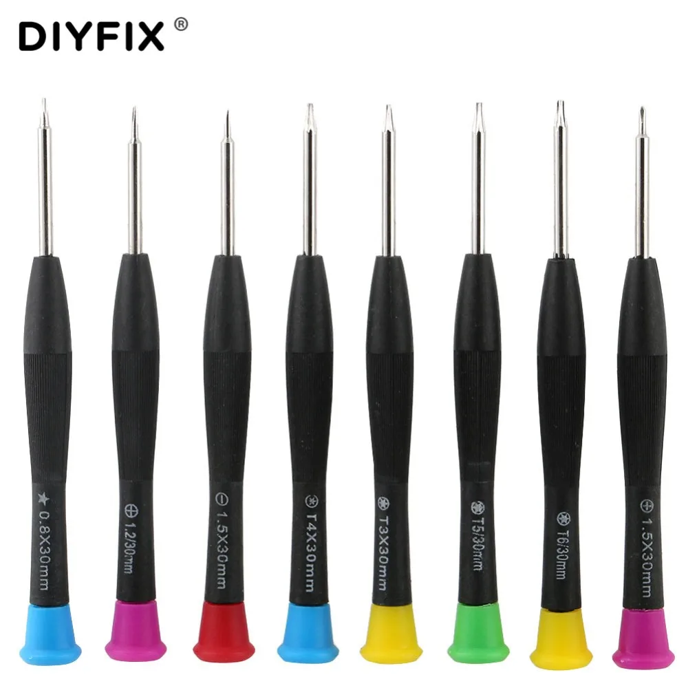 Набор отверток DIYFIX 8 в 1 0 Pentalobe 2 Phillips 5 Cross плоский T3 T4 T5 T6 для фотографий