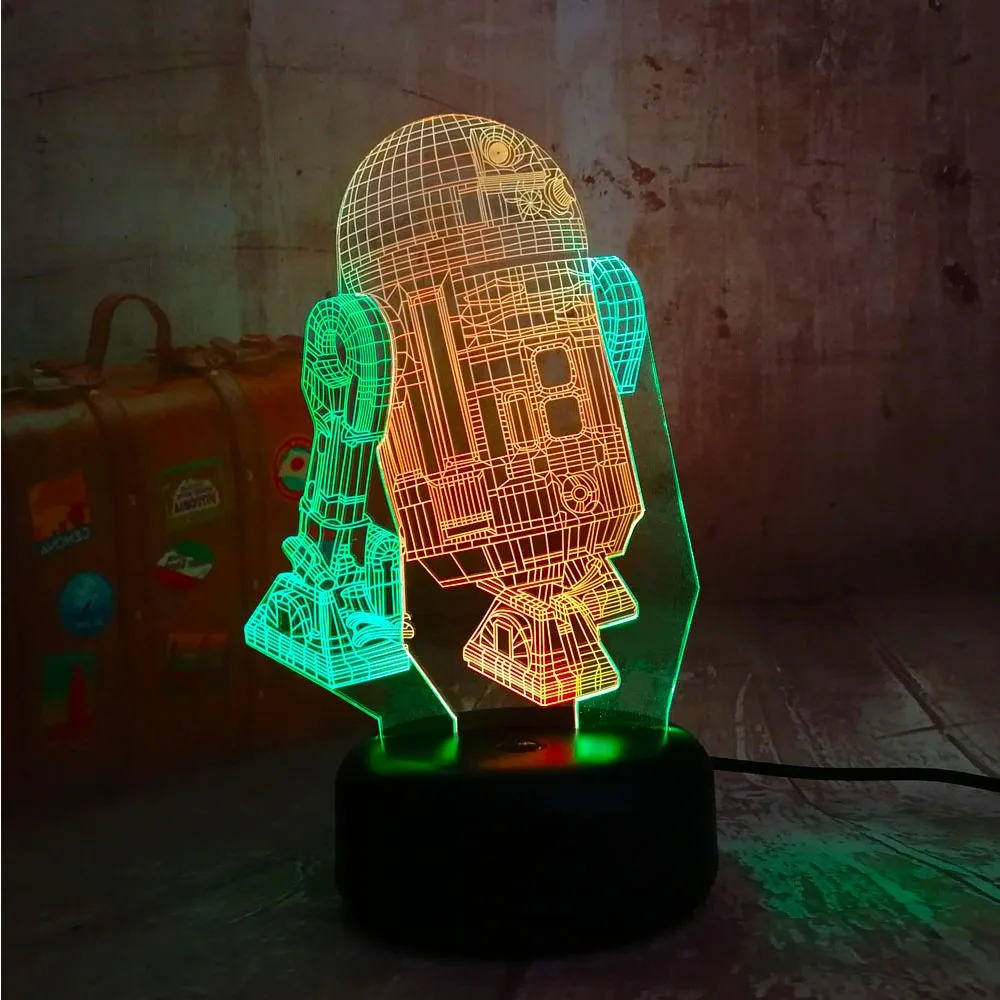 Новинка Звездные войны R2D2 космический корабль 3D светодиодный RGB 7 смешанных