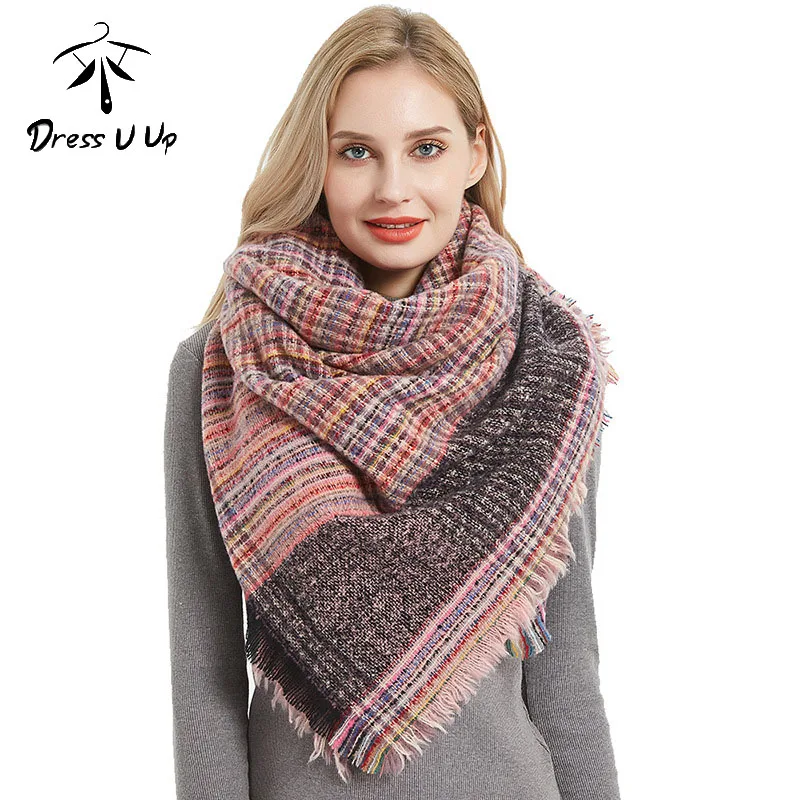 DRESSUUP зимний утолщенный кашемировый шарф для женщин 2019 плед мягкие шарфы шали и