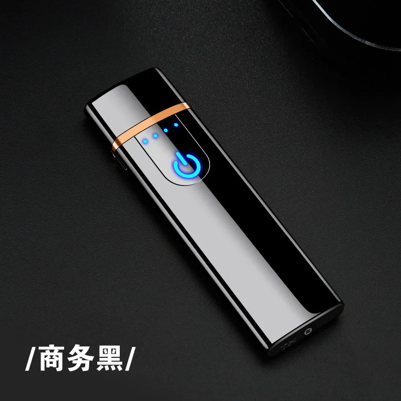 Черный Мини сенсорный датчик Зажигалка Перезаряжаемый USB дуплексный прикуриватель - Цвет: Черный