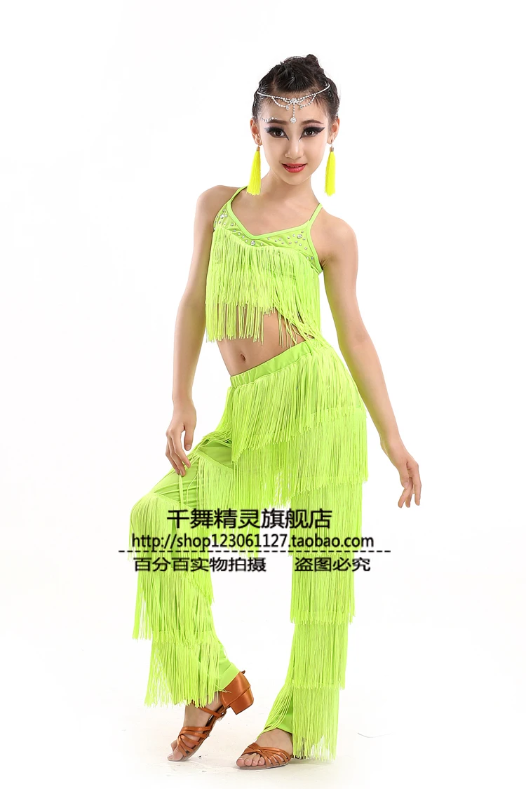 Samba/костюмы для латинских танцев с кисточками, костюмы для девочек, костюмы для бальных танцев с бахромой, топы для танцев и штаны, костюм для взрослых бальное платье для танцев - Цвет: photo color