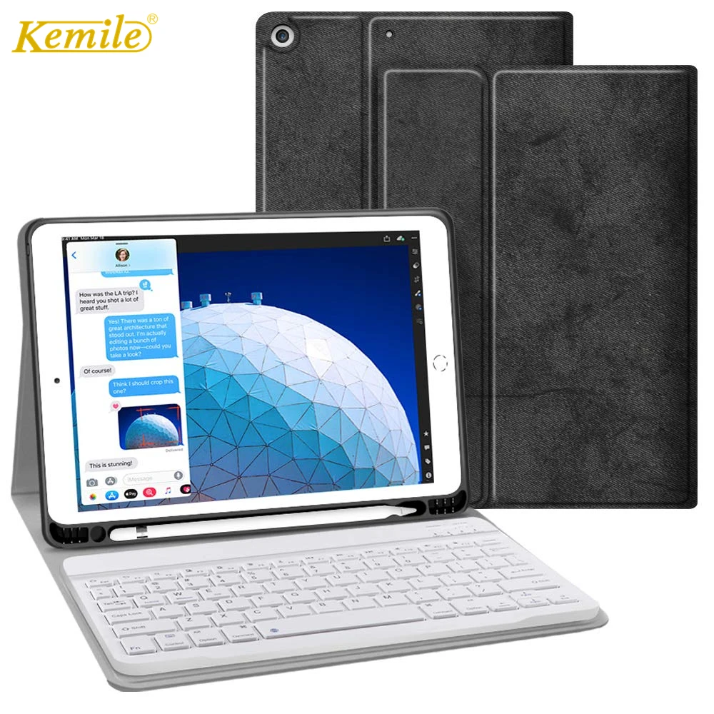 Чехол для нового iPad 7 10 2 2019 Bluetooth клавиатура с держателем карандашом мягкий чехол