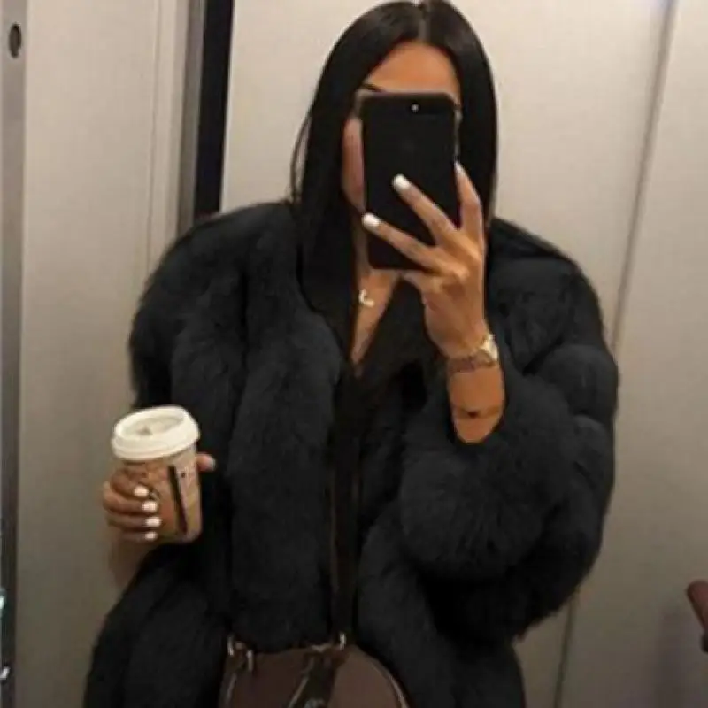 Женское меховое пальто из лисы, зимнее серое, 5XL, розовое пальто из меха лисы, теплое плюшевое пальто, брендовая Меховая куртка, женская утепленная верхняя одежда из искусственного меха