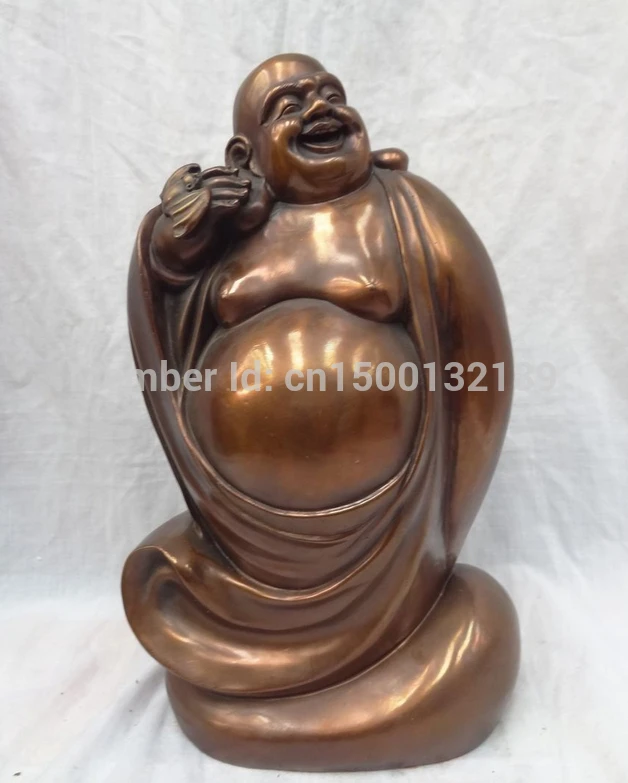 

Xd 0028 14 "Китайский Белоснежный мрамор из бронзы маней сумка" летучая мышь "с подставкой Happy смех Майтрейя статуя Будды