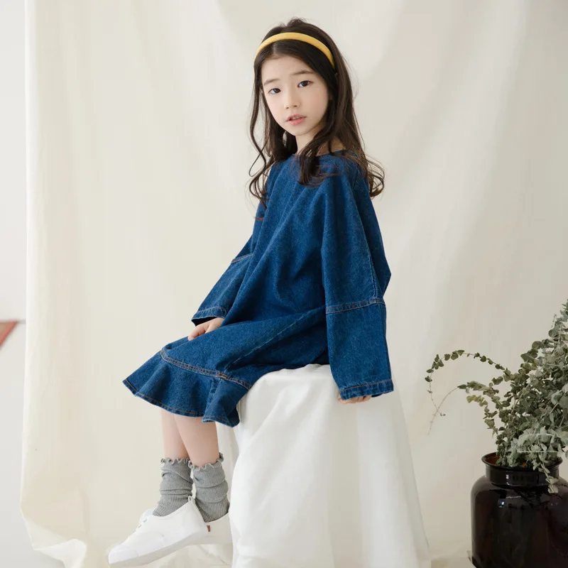 Детское платье новые осенние джинсы для девочек принцессы детская одежда