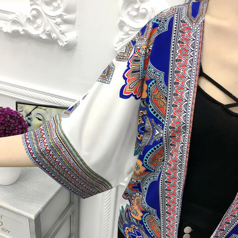 Летние богемные Этнические блузки с тотемным принтом цветочный кардиган топы