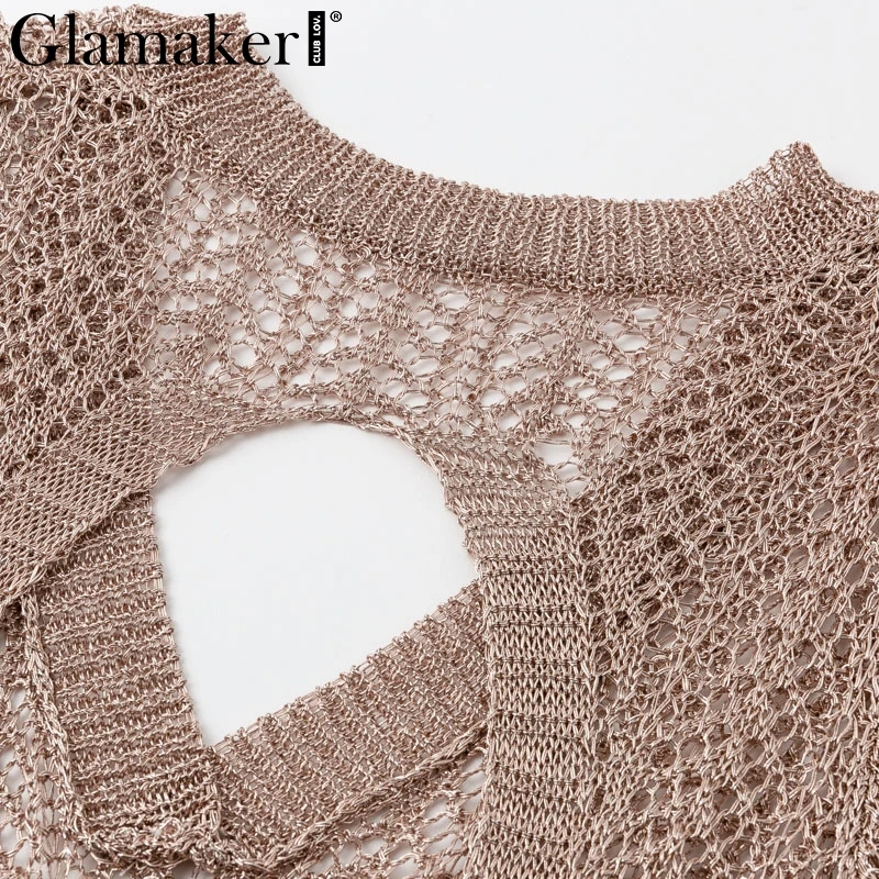 Женское длинное платье Glamaker прозрачное вечернее с открытой спинкой и глубоким