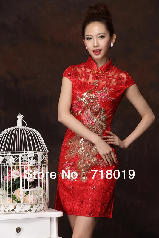 2013 Spring Summer Women Vintage Cheongsam Red Wedding Bridal Rob Chinese Velour Dress Brand Evening Qipao with Embroidery | Тематическая