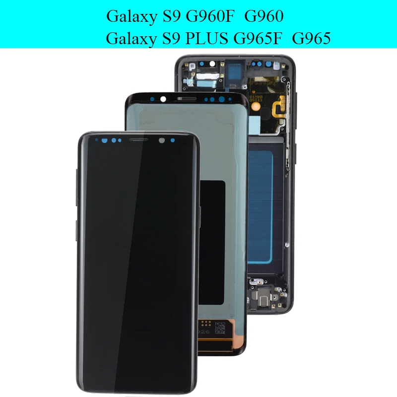 AMOLED Замена для SAMSUNG Galaxy S9 S9+ ЖК сенсорный экран дигитайзер с рамкой G960 G965 дисплей
