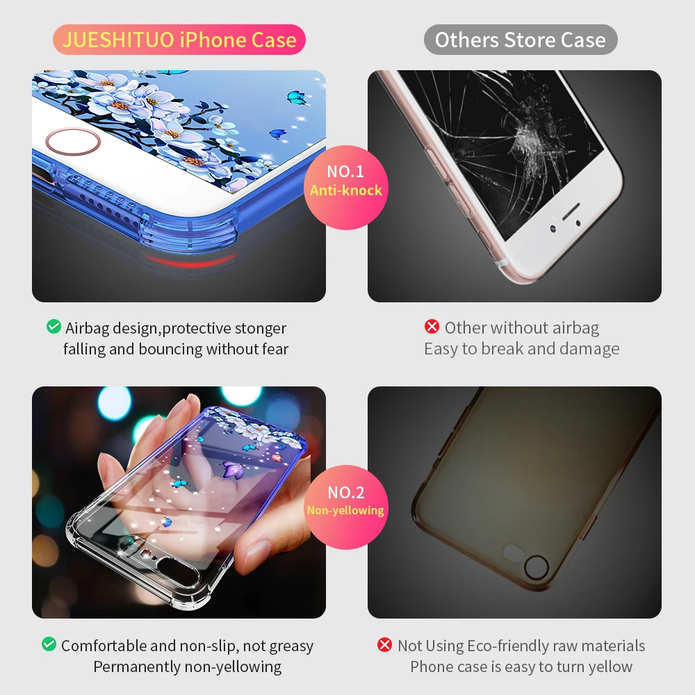 JUESHITUO Phone Case For iPhone X XR XS Max 8 7 6 6s Plus Cute Cartoon Cover Colorful Gradient Patterned Cases |