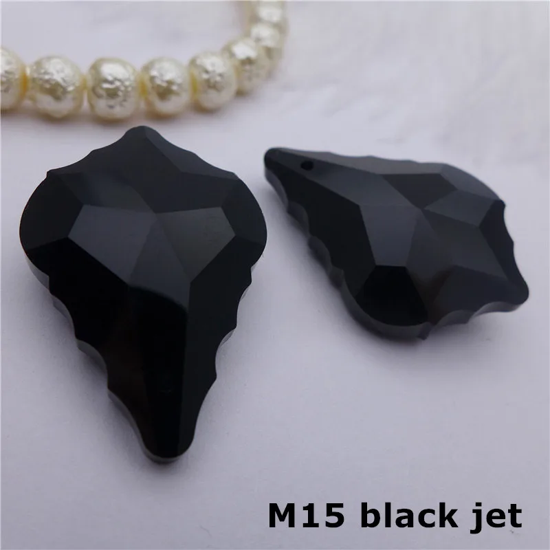 M15 black jet 22 мм/38 мм в Форме Кленового Листа, хрустальные подвески, люстра, стеклянные призмы, сделай сам, лампа, занавеска, аксессуары, защита от солнца, ювелирные изделия, Висячие капли - Цвет: M15 black jet