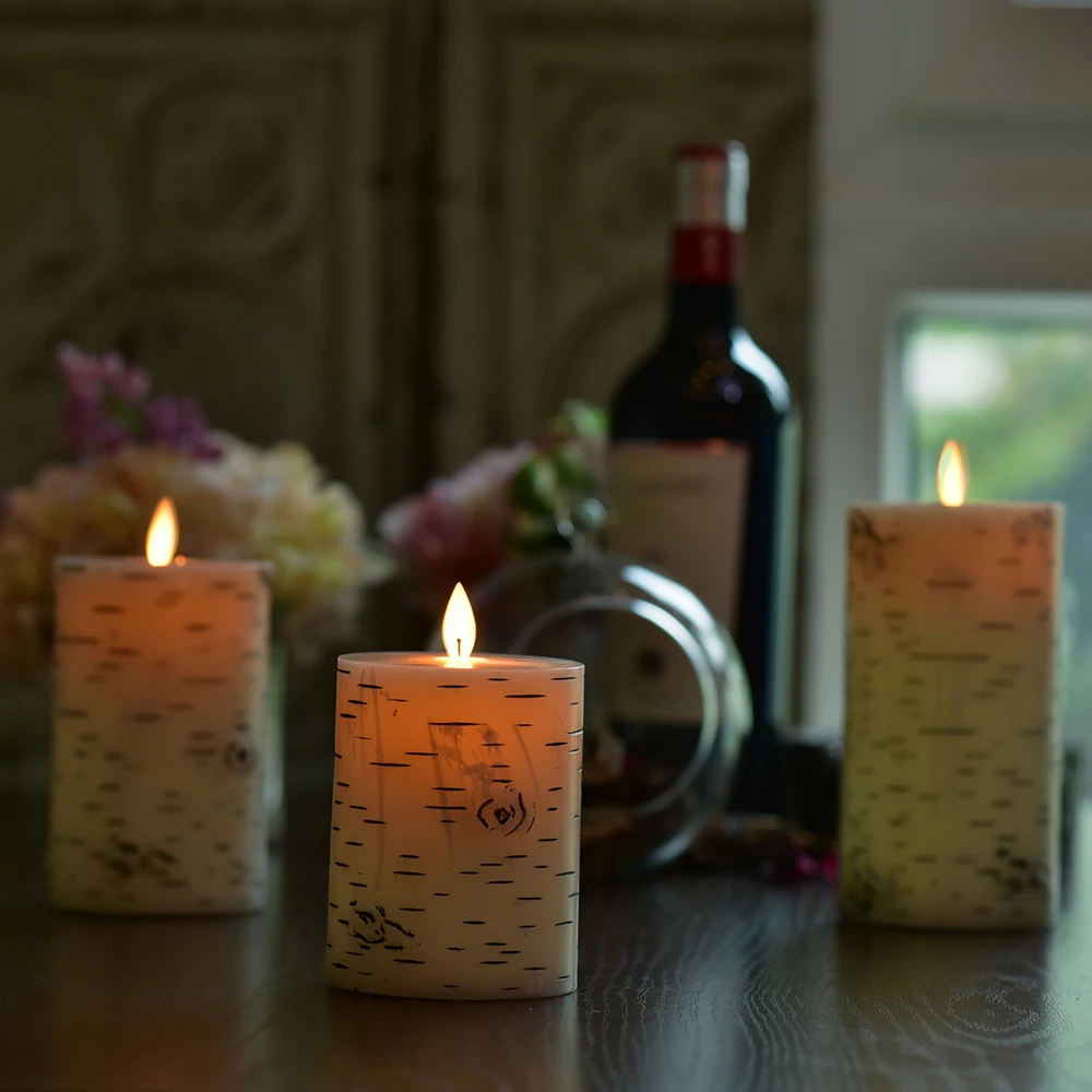 3 шт березы вид Батарея питание светодиодный свечах синхронизации реалистичные