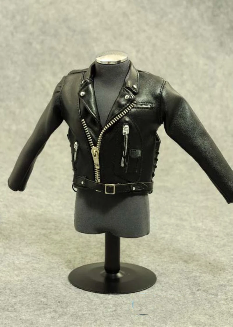 16 arnold schwarzenegger black leather jacket costume suits set model locomotive version toy fit 12 male figure body model free global shipping