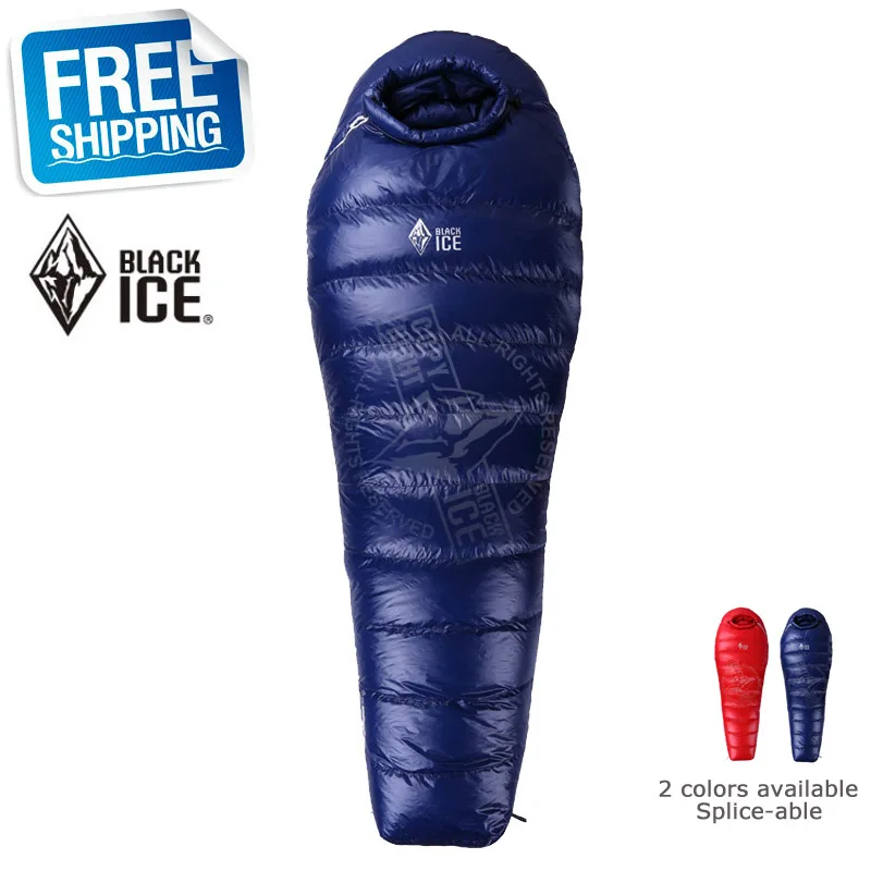

Black ice Upgrade G1300 Blue/Red Mummy Splicing Single 75x195cm/80x205cm Ultra Light Waterproof Goose Down Winter Sleeping Bag