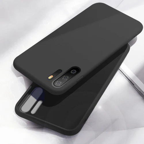 BLACK Роскошный мягкий жидкий силиконовый чехол для huawei P30 Pro P20 P10 Plus для huawei mate 30 9 10 Lite 20 Pro Coque Funda P Smart Plus - Цвет: BLACK