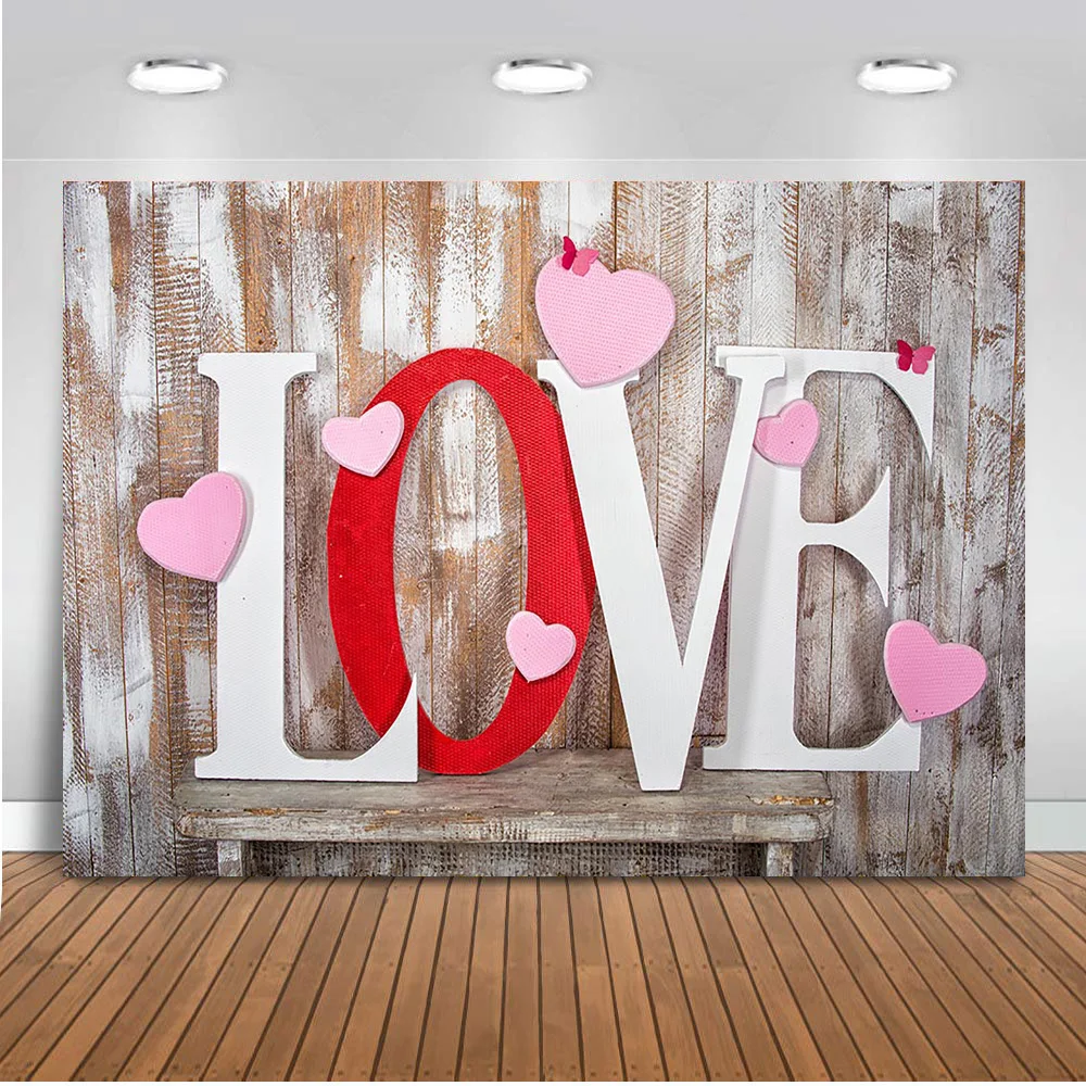 7x5ft ко Дню Святого Валентина Photo Booth фон с деревянным полом Виниловый для