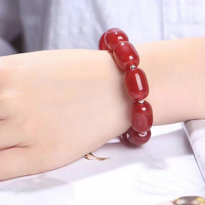 Оптовая продажа изящные красные браслеты из натурального хрусталя бусины ручная