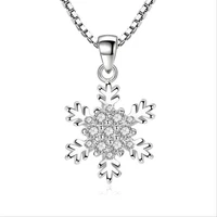 charm silver plated necklace for women party jewelry top quality crystal snowflake pendants necklace women accessories