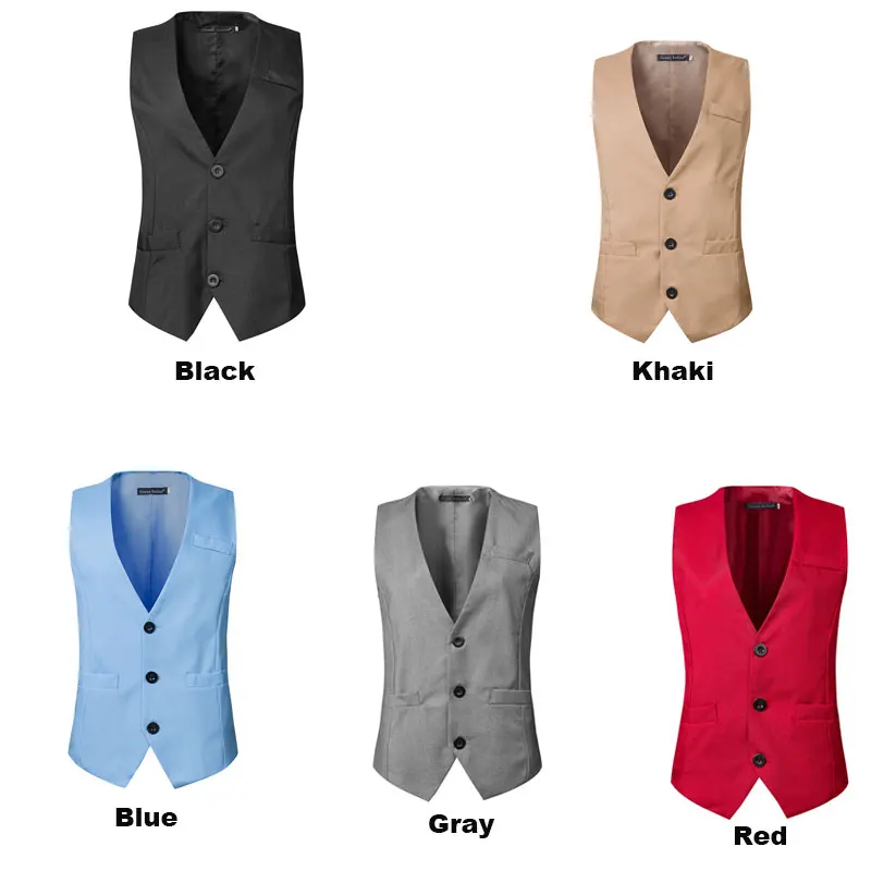 Wedding Men Vest Suit Gray 3XL Casual Single Breasted Black Blue Slim Fit Business Waistcoat | Мужская одежда