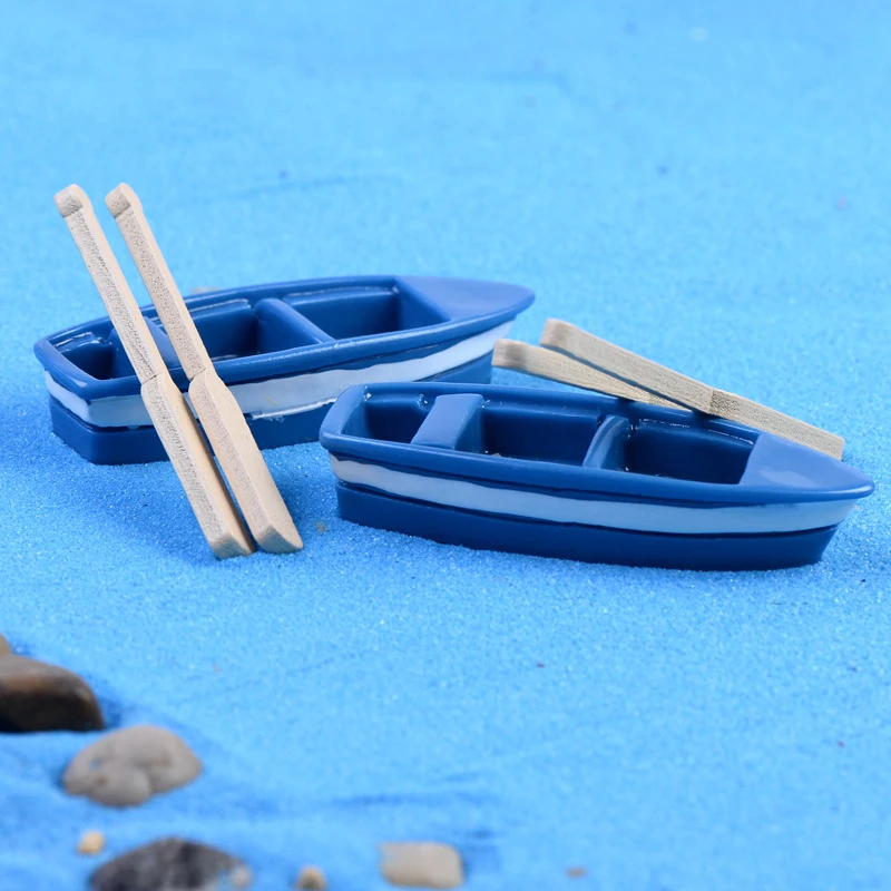 10sets Cute Craft Boats with Paddle Home Decor Figurines Toys Eco bottle/Miniatures Micro Garden Beach DIY Accessories Ornaments | Дом и сад