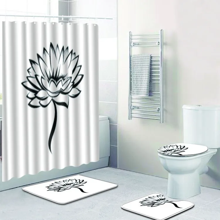 4 шт. серый Лотос Banyo Paspas ванная комната ковер Туалет коврики для ванной комплект Нескользящие коврики Tapis Salle De Bain Alfombra Bano