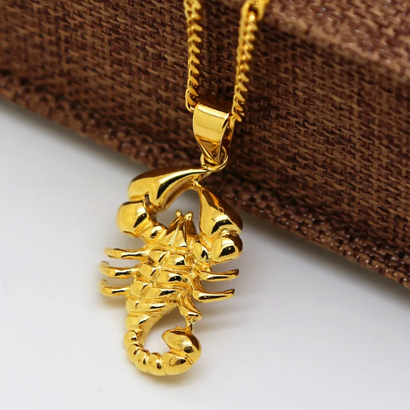 Мужское ожерелье золотого цвета с подвеской Скорпион и 3 мм 24 дюйма|necklace high