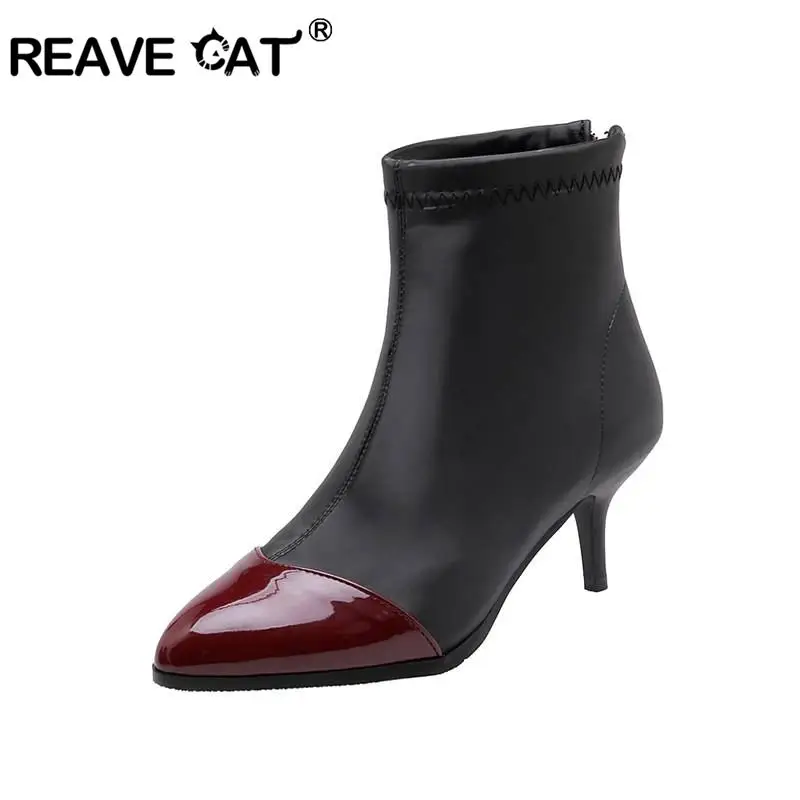 REAVE CAT/брендовые зимние вечерние ботинки ботильоны на молнии сзади офисные туфли