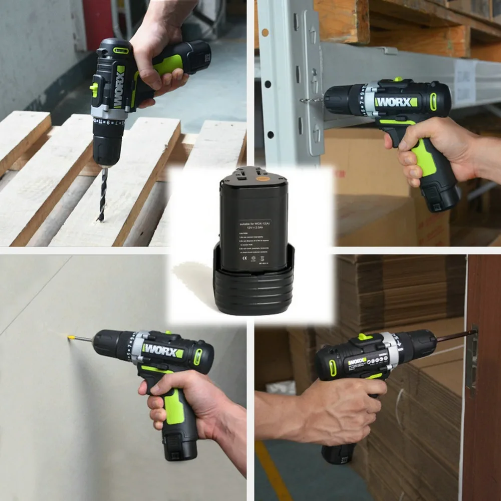 Литий-ионный аккумулятор для дрелей Worx WA3503 WA3509 WX125 WX2837 WU288 WX540 WX677 WX1257 12 В 2000 мАч |