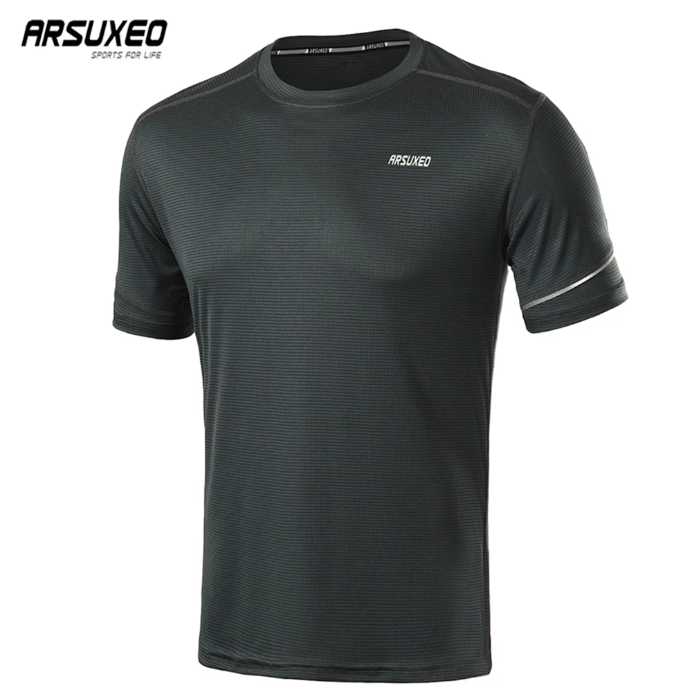 

ARSUXEO Dry Fit Running T Shirts Men Summer Short Sleeves Fitness Gym Shirt Sports Training Crossfit Jersey 19t1