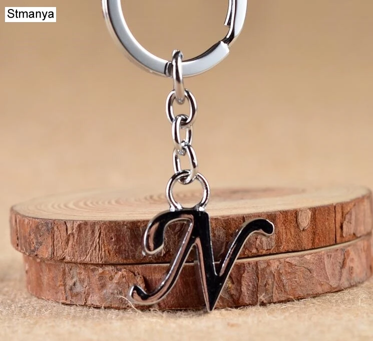 N Простой DIY 26 металлический брелок в виде буквы для мужчин и женщин симпатичная цепочка для ключей вечерние Подарочные ювелирные изделия автомобильный брелок - Цвет: N