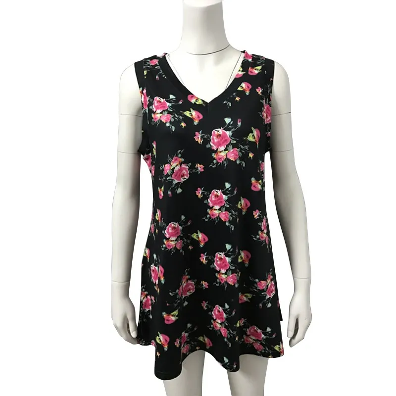 Для женщин Цветочный принт Безрукавки для Новое поступление 2017 года Лето рукавов