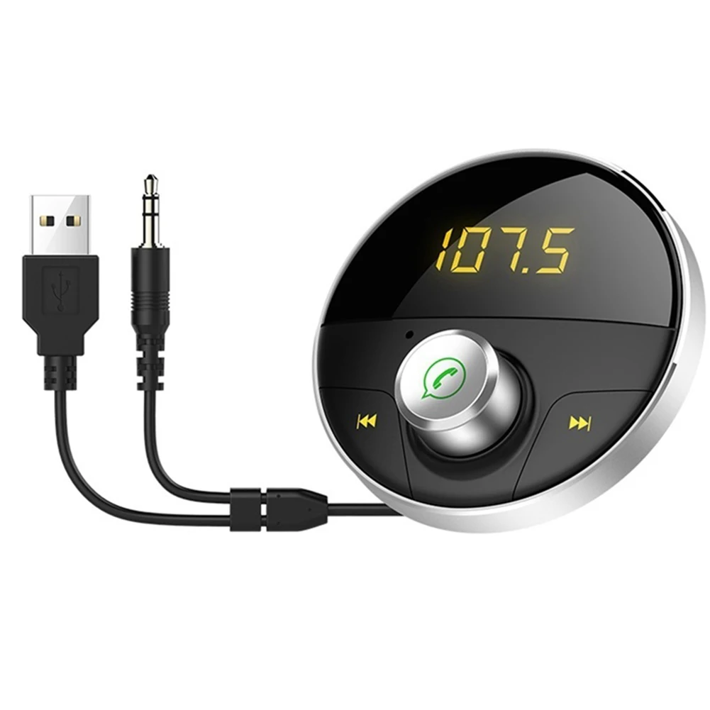 Silver Bluetooth AUX гарнитура громкой связи Car Kit 3,5 мм аудио MP3 плеер Беспроводной fm-передатчик автоматический динамик телефона Car kit USB адаптер Hot - Название цвета: Silver