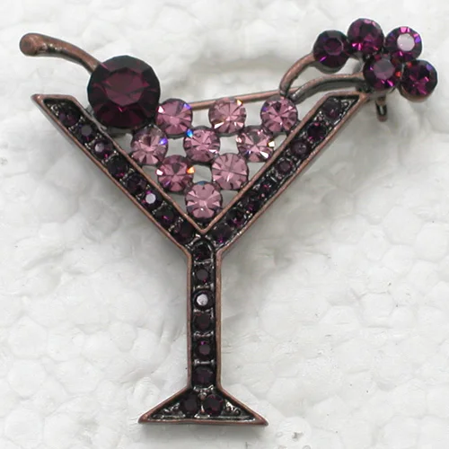 

Rhinestone Martini glass pin brooches C269 D3