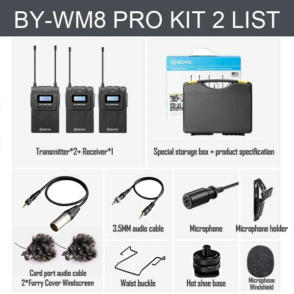 Белый BOYA BY-WM8 Pro K1/K2 микрофон конденсаторный беспроводной микрофон Система аудио видео приемник-записывающее устройство для камеры Canon Nikon sony - Цвет: Белый
