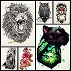 Лидер продаж, модная индийская король, голова льва, флэш-тату, черная Водонепроницаемая татуировка, наклейка GB496, Мужское боди-арт, ручной рукав, тату, львы