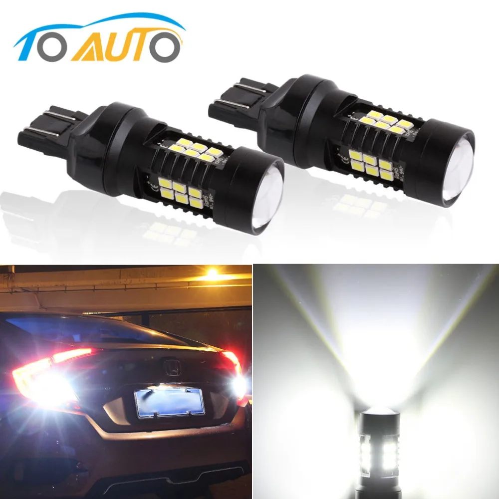 

2Pcs 1200Lm T20 LED W21W WY21W W21/5W Leds 7440 7443 SRCK Led Auto Lights Bulbs Reverse Backup DRL Lamp White Yellow Red Cars