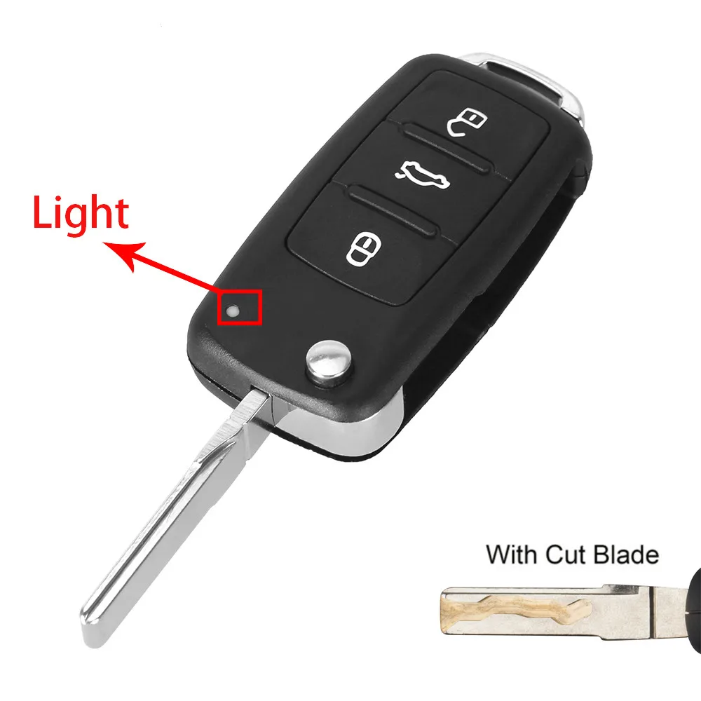 Cutted Blade KEYYOU 3 кнопки Складной Дистанционный Автомобильный ключ оболочка флип чехол Fob для VW Polo Golf MK6 Tiguan Touareg 202AD 202H 202Q неразрезанное/режущее лезвие - Количество кнопок: Cutted Blade