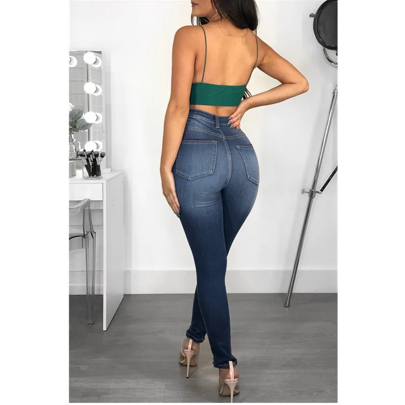 Женские узкие джинсовые брюки-карандаш лидер продаж модные рваные джинсы