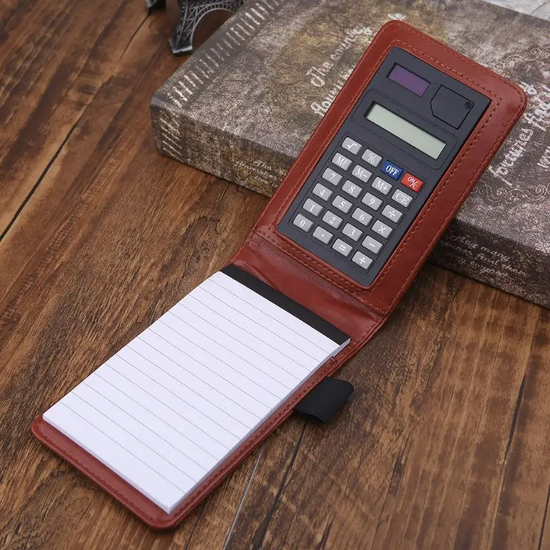 

Pocket A7 Notebook Leather Cover Notepad Memo Diary Planner With Calculator Business Work Office Supplies