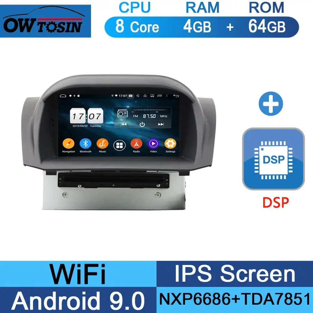 64G DSP " ips 1024*600 Octa 8 ядерный 4 Гб ram+ 64 Гб rom Android 9,0 автомобильный dvd-плеер для Ford Fiesta 2011- DSP радио gps Parrot BT Adas - Цвет: 64G DSP
