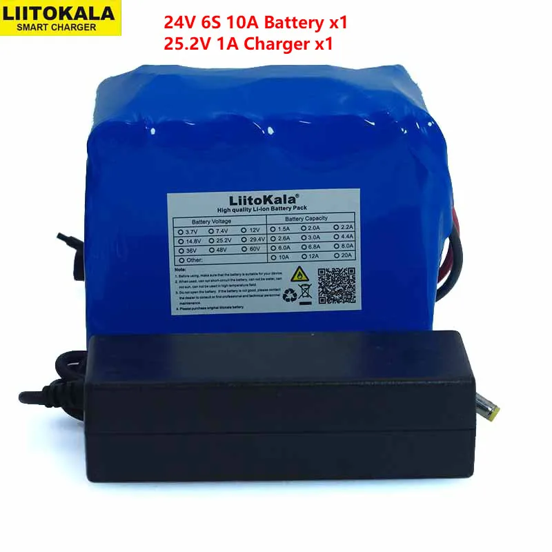 Литий ионный аккумулятор LiitoKala 24 В 10 Ач 6S5P 18650 25 2 в 10000 мАч|Комплекты батарей| |