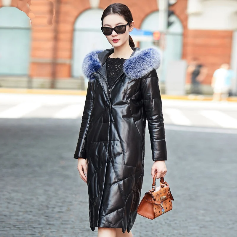 Женская замшевая куртка из натуральной овечьей кожи с капюшоном лисьего меха