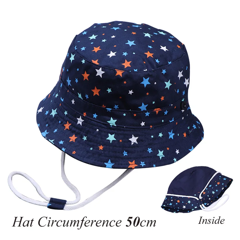 Navy stars Шапочка для малыша с героями мультфильма на лето и осень, хлопковая детская Солнцезащитная шляпа унисекс, Весенняя Детская кепка, Детские аксессуары, детские шапки для девочек и мальчиков, 1 шт - Цвет: Navy stars
