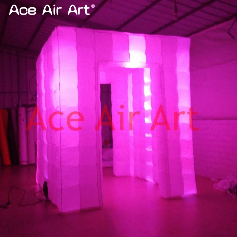2 7 м высокая Мобильная надувная светодиодная фотобудка кубическая палатка для