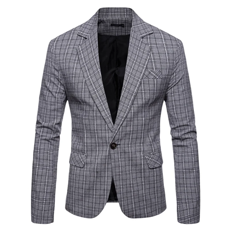 YUNCLOS New Slim Fit Business Men Suit Blazer Classic Plaid Print Jacket High Quality Casual Male Prom Blazers | Мужская одежда
