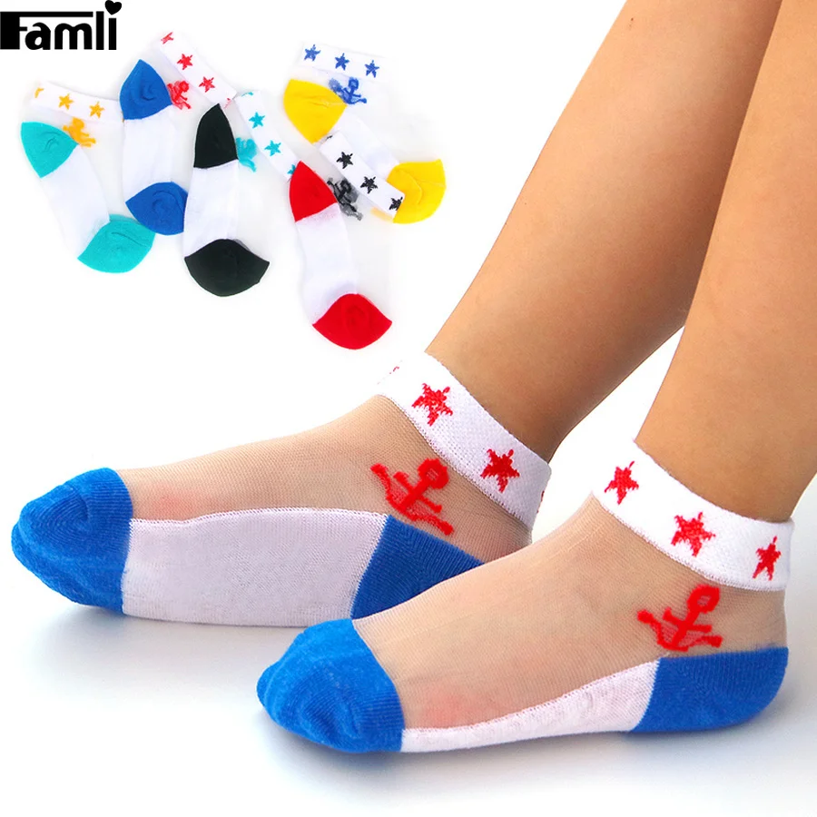 5 пар/лот летние короткие носки для маленьких девочек модные прозрачные тонкие